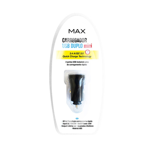 Max Carregador USB Duplo Mini 3.4 A