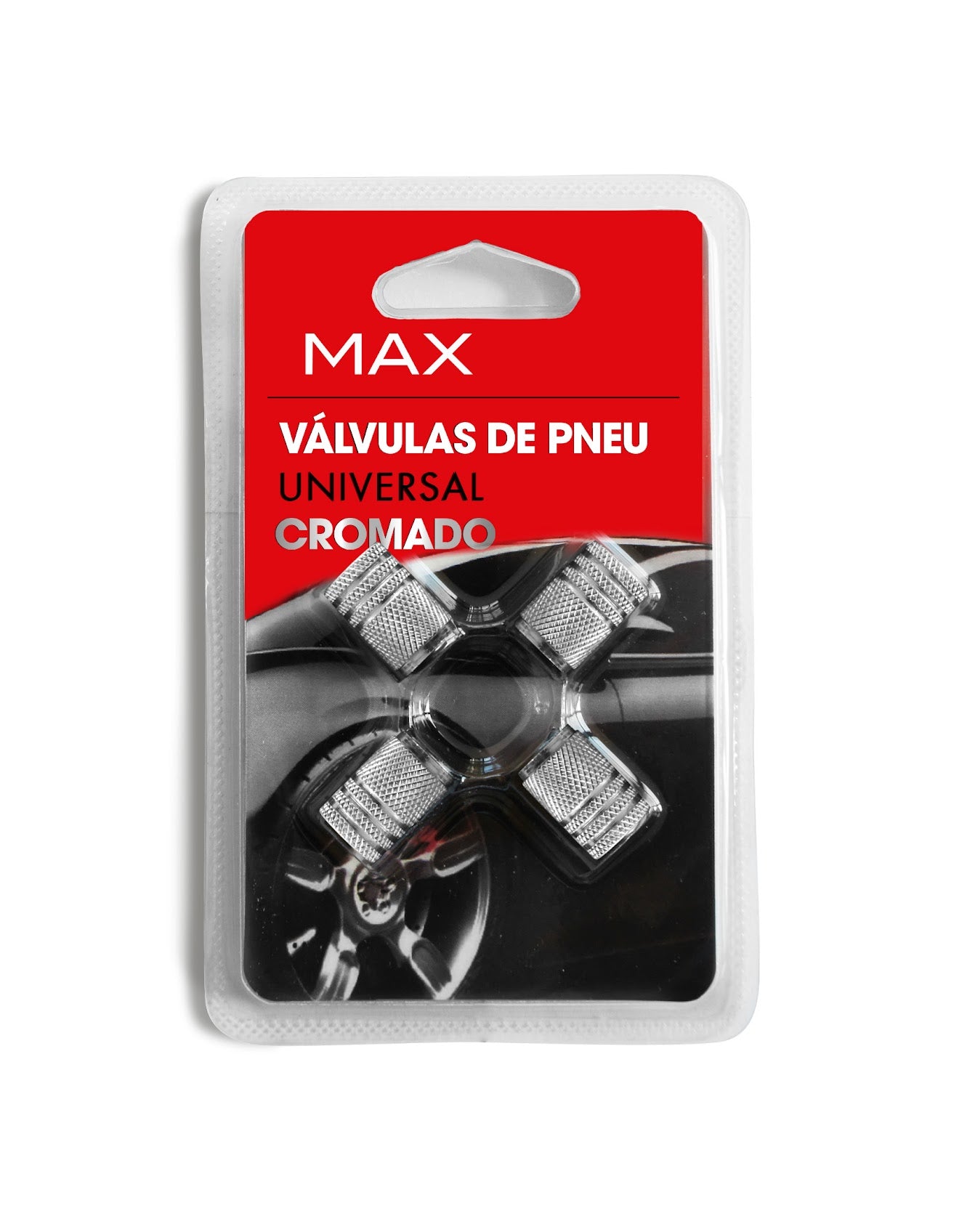 Max Kit 4 Válvulas Pneus Cromado adiciona um toque elegante aos pneus do seu veículo, além de proteger as válvulas contra poeira e sujeira. Fácil de instalar e de alta durabilidade.