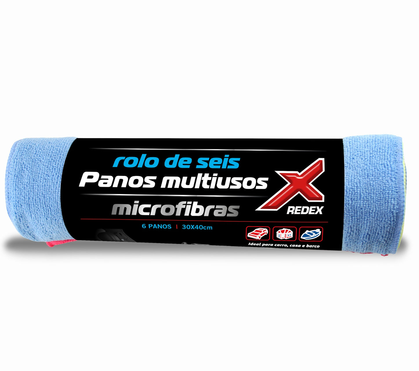 Redex Rolo 6 panos multiusos microfibras ideal para carro, casa e barco. O melhor para limpezas.