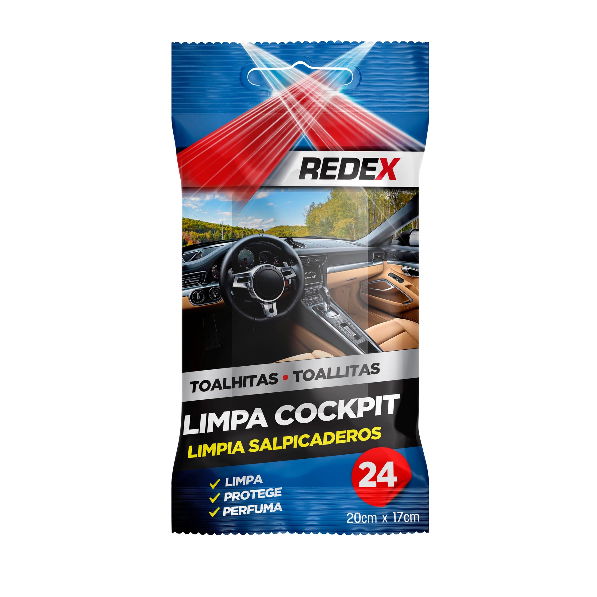 Redex car interior cleaning wipes packaging on a white background