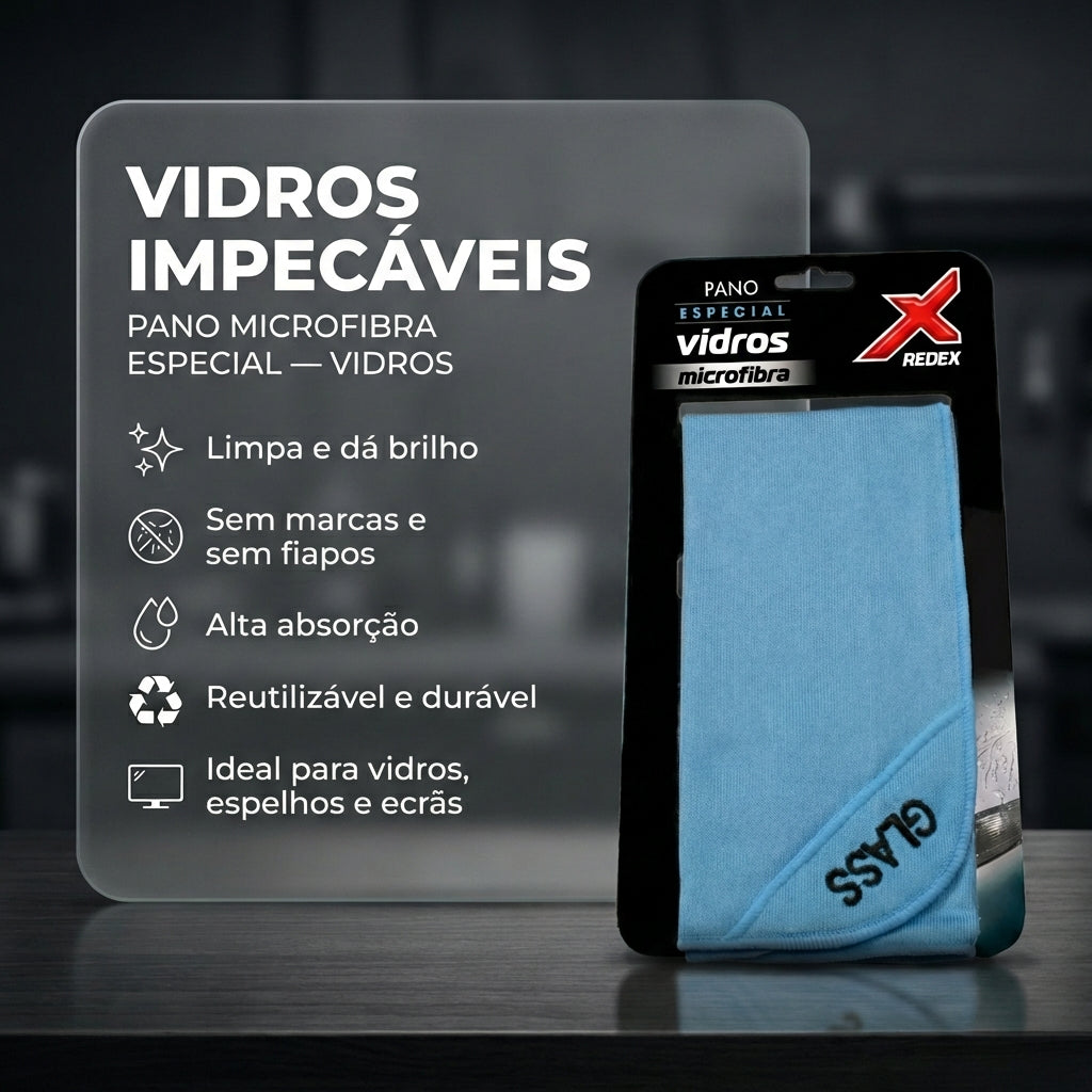 Redex Pano Microfibra Especial Vidros 40*40 cm
