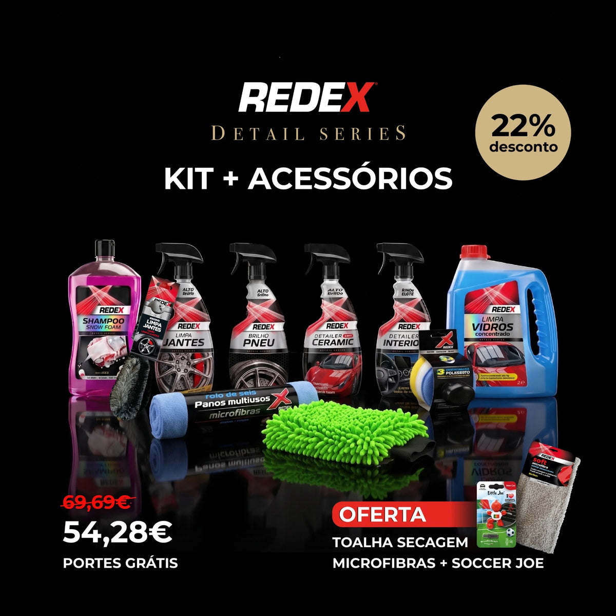 Kit + Accesorios con toalla de secado y Soccer Joe de regalo