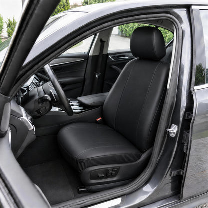Max Seat Cover Premium Style fitted to the front seat, black faux leather