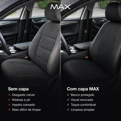 Seat without a cover and seat with the Max Seat Cover Premium Style
