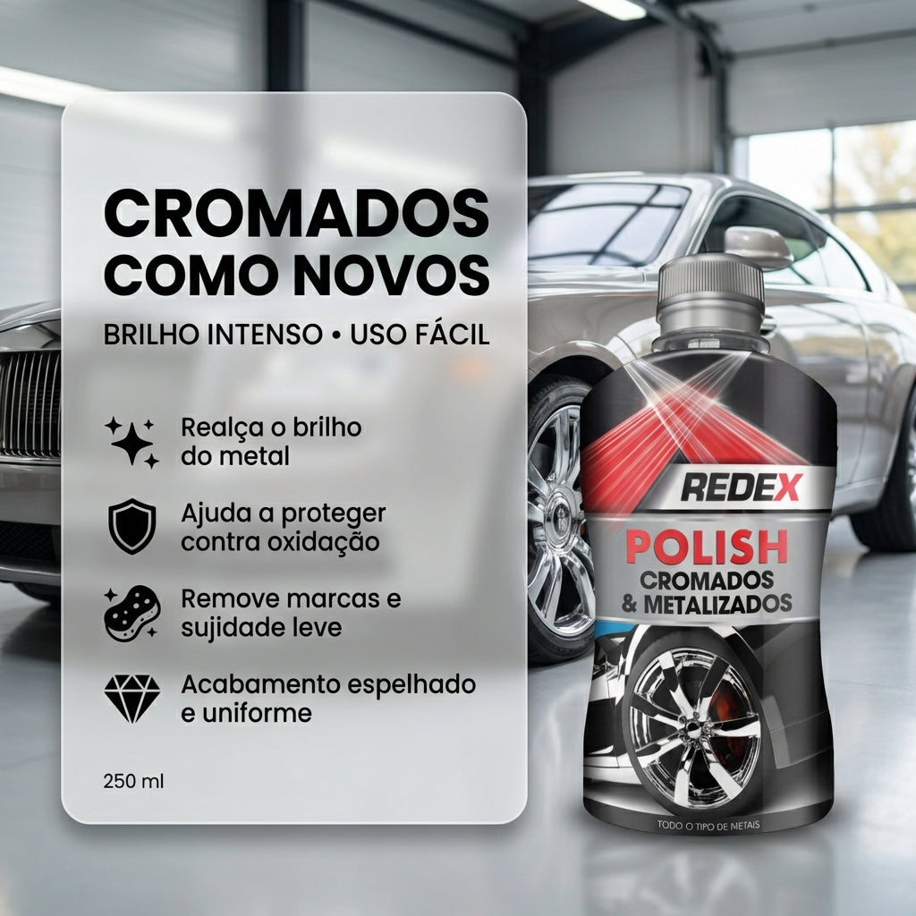 Redex Polish Cromados e Metalizados 250ml — foto 3 — acabamento e proteção pintura