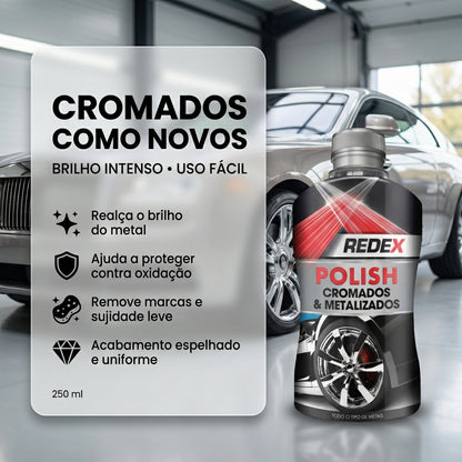 Redex Polish Cromados e Metalizados 250ml — foto 3 — acabamento e proteção pintura