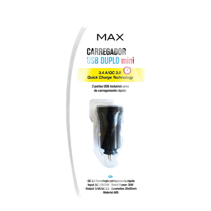 Max Mini Dual USB Charger 3.4 A - transparent background