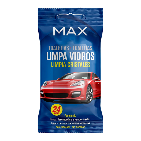 Max Toalhitas Limpa Vidros 24 unid - fundo transparente