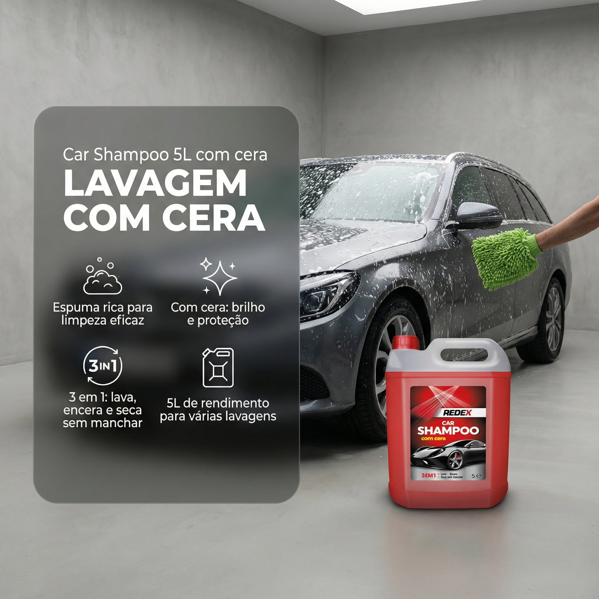 Redex Car Shampoo 5L — foto 3 — limpeza exterior automóvel