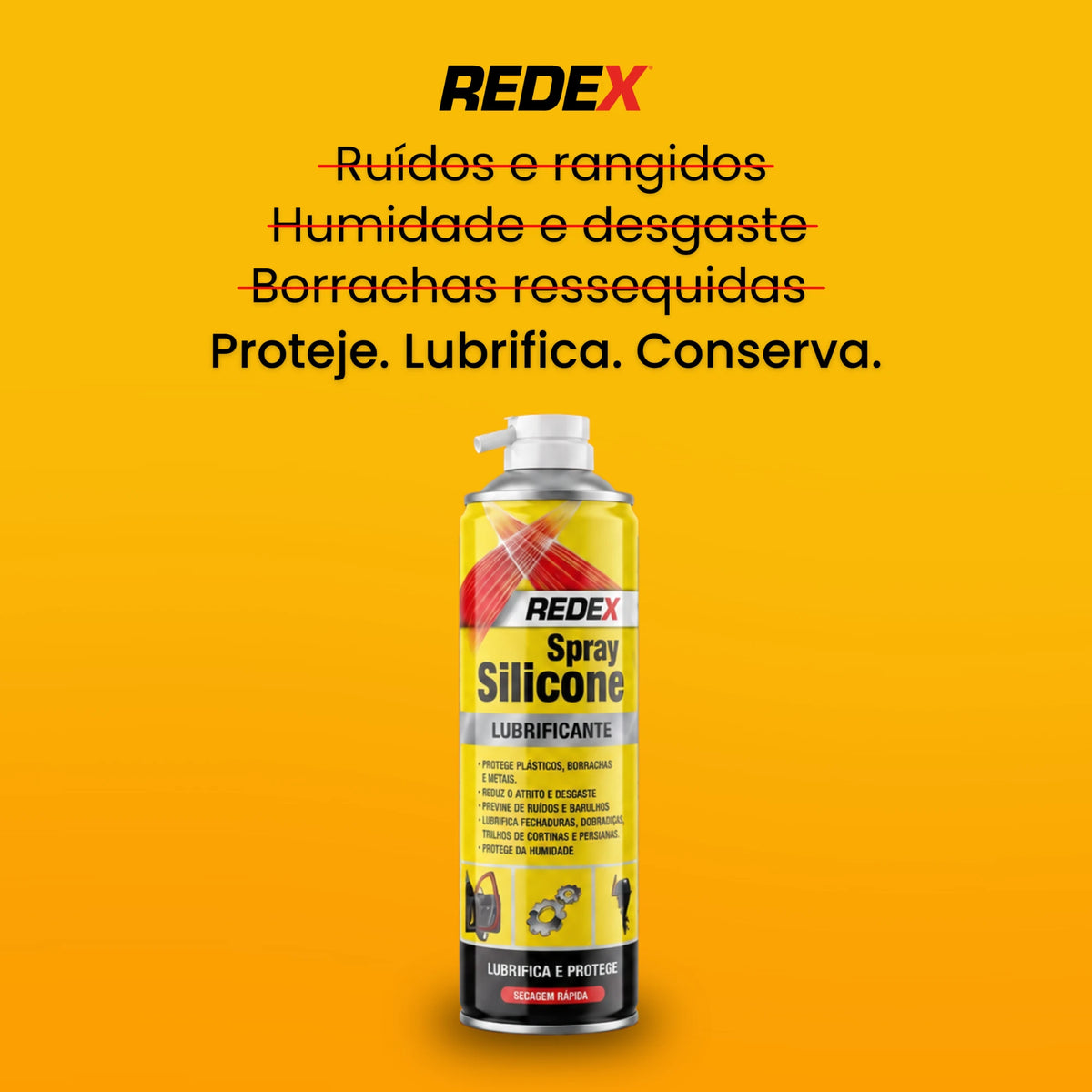 Redex Silicone Lubricant Spray: protects, lubricates and preserves. No squeaks, moisture or dried-out rubber