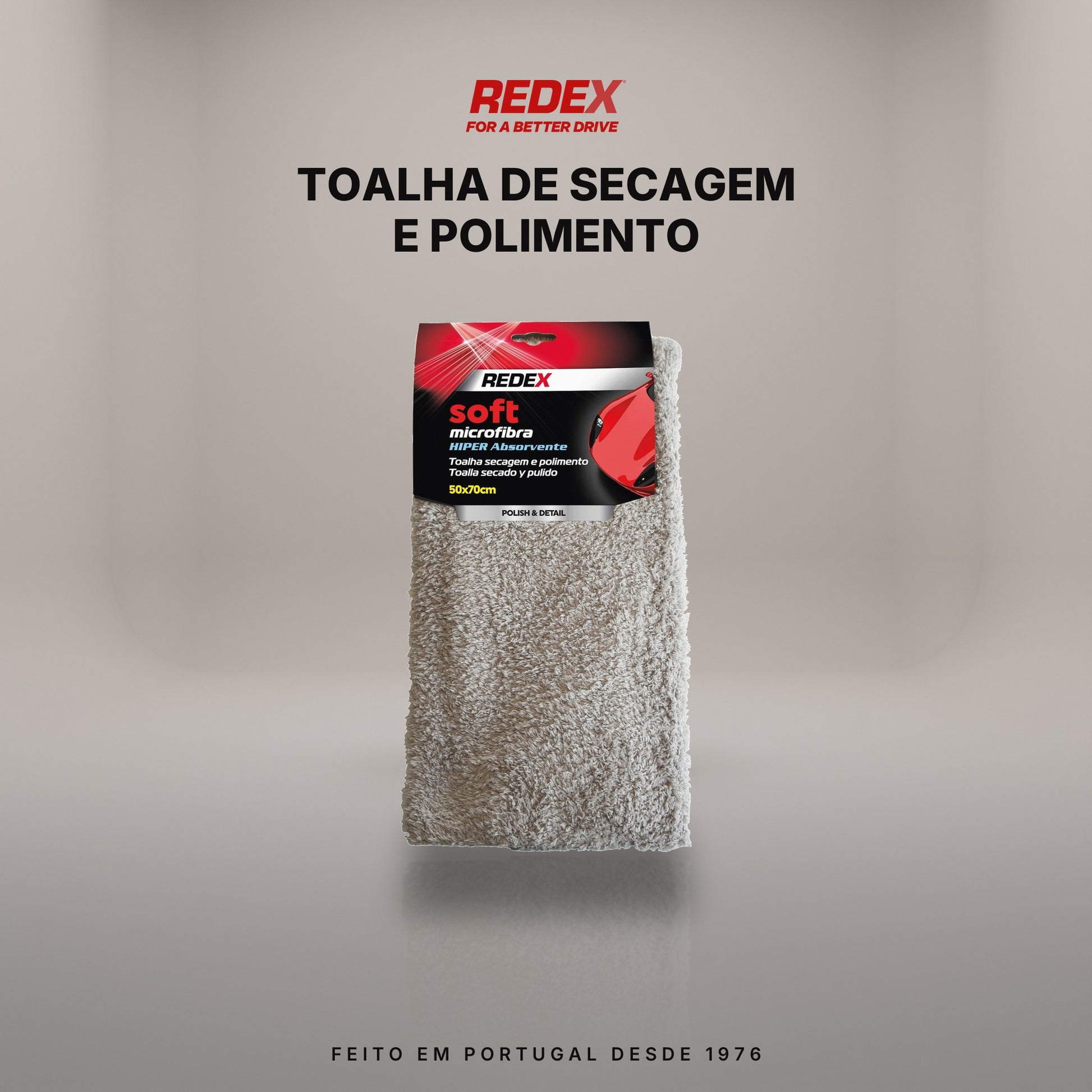Redex Toalha de Secagem e Polimento em microfibra — packshot em estúdio