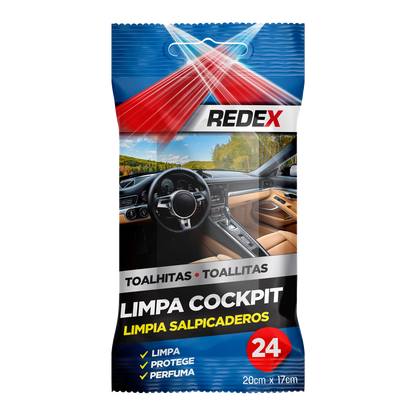 Redex Cockpit Cleaning Wipes - 24 pcs - transparent background